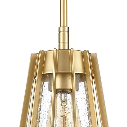 Atlas Lighting Open Louvers 6.75in 1-Light Mini Pendant | Modern Champagne Gold and Clear Seeded Glass | Kitchen Island & Dining | Model CL11656-GD
