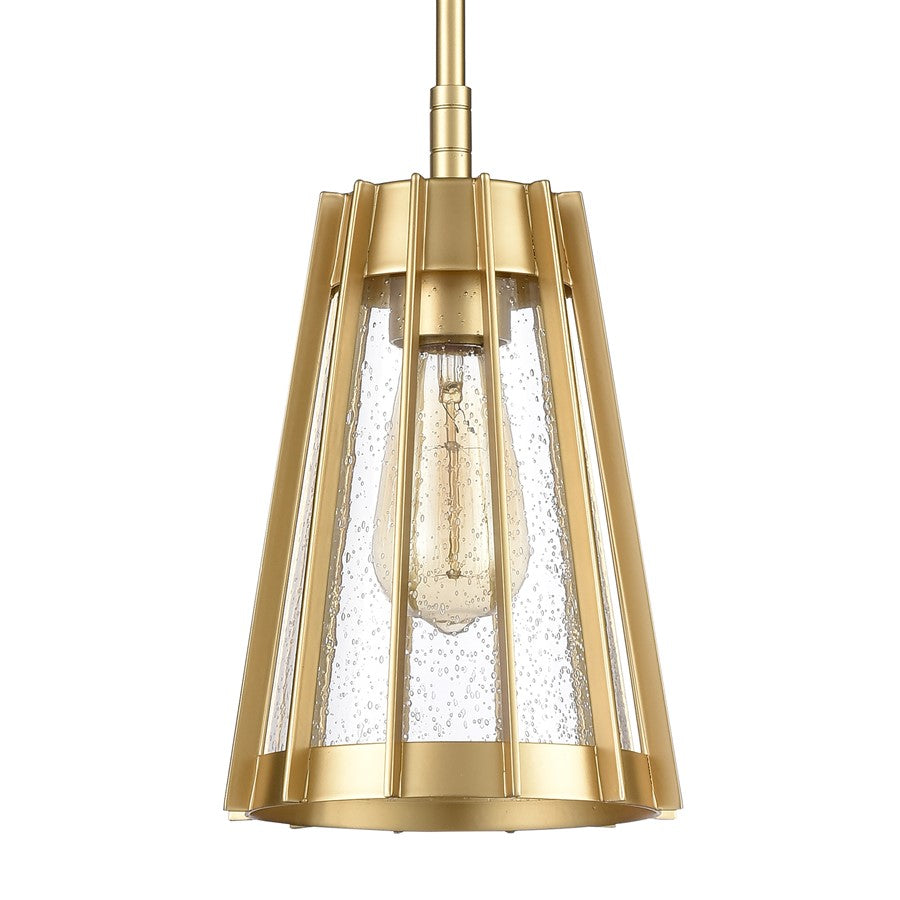 Atlas Lighting Open Louvers 6.75in 1-Light Mini Pendant | Modern Champagne Gold and Clear Seeded Glass | Kitchen Island & Dining | Model CL11656-GD