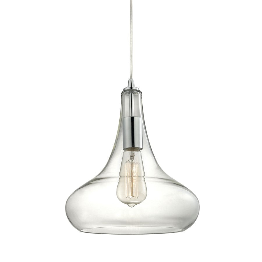Atlas Lighting Orbital 10in 1-Light Pendant | Modern Polished Chrome and Clear Glass | Kitchen Island & Dining Room | Model CL11657-CH