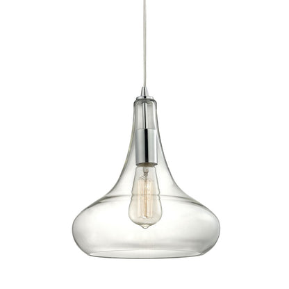 Atlas Lighting Orbital 10in 1-Light Pendant | Modern Polished Chrome and Clear Glass | Kitchen Island & Dining Room | Model CL11657-CH
