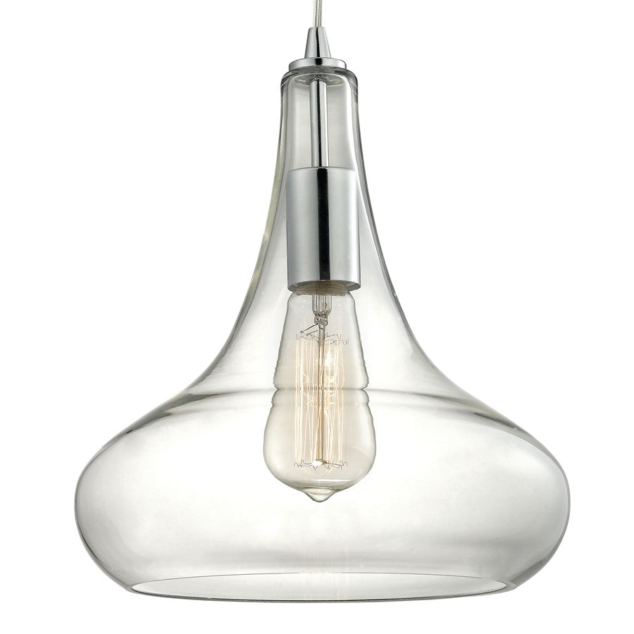 Atlas Lighting Orbital 10in 1-Light Pendant | Modern Polished Chrome and Clear Glass | Kitchen Island & Dining Room | Model CL11657-CH