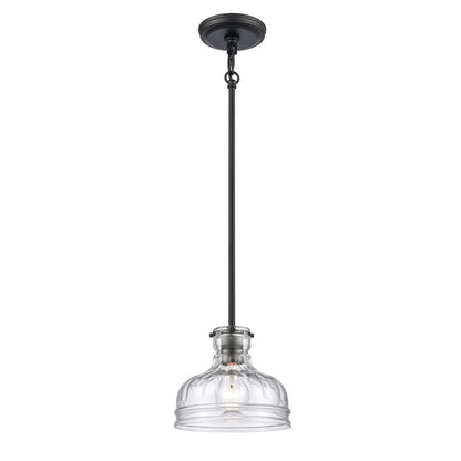 Atlas Lighting Orinoco 8in 1-Light Mini Pendant | Traditional Matte Black and Clear Glass | Kitchen Island & Dining Room | Model CL11658-BK