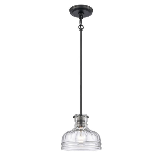 Atlas Lighting Orinoco 8in 1-Light Mini Pendant | Traditional Matte Black and Clear Glass | Kitchen Island & Dining Room | Model CL11658-BK