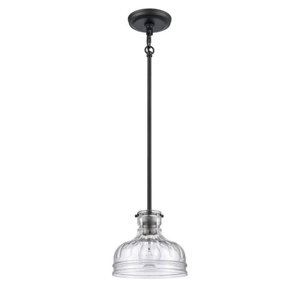 Atlas Lighting Orinoco 8in 1-Light Mini Pendant | Traditional Matte Black and Clear Glass | Kitchen Island & Dining Room | Model CL11658-BK