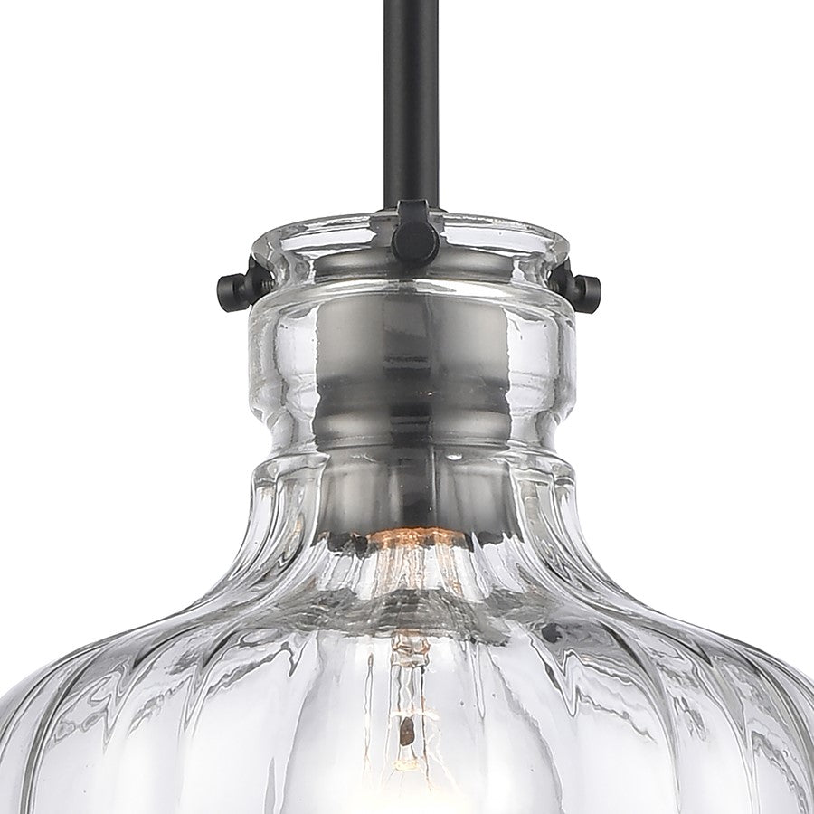 Atlas Lighting Orinoco 8in 1-Light Mini Pendant | Traditional Matte Black and Clear Glass | Kitchen Island & Dining Room | Model CL11658-BK