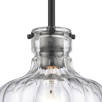 Atlas Lighting Orinoco 8in 1-Light Mini Pendant | Traditional Matte Black and Clear Glass | Kitchen Island & Dining Room | Model CL11658-BK