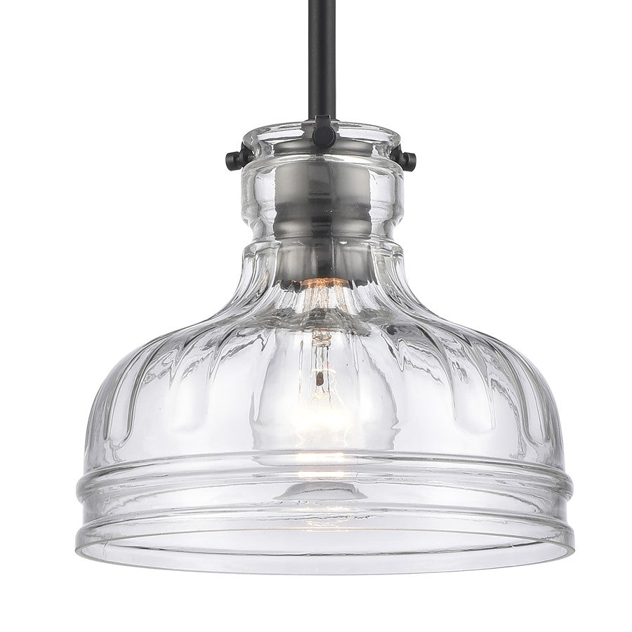 Atlas Lighting Orinoco 8in 1-Light Mini Pendant | Traditional Matte Black and Clear Glass | Kitchen Island & Dining Room | Model CL11658-BK
