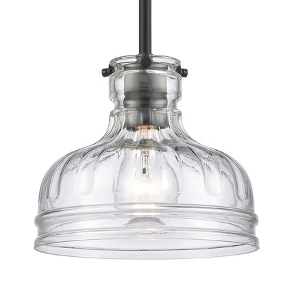 Atlas Lighting Orinoco 8in 1-Light Mini Pendant | Traditional Matte Black and Clear Glass | Kitchen Island & Dining Room | Model CL11658-BK