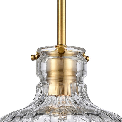 Atlas Lighting Orinoco 8in 1-Light Mini Pendant | Traditional Satin Brass and Clear Glass | Kitchen Island & Dining Room | Model CL11658-BS