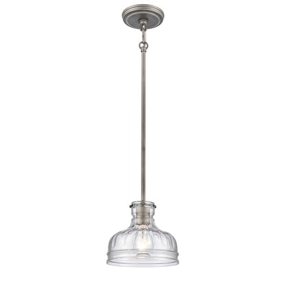 Atlas Lighting Orinoco 8in 1-Light Mini Pendant | Traditional Weathered Zinc and Clear Glass | Kitchen Island & Dining Room | Model CL11658-SV