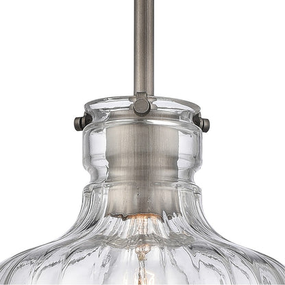 Atlas Lighting Orinoco 8in 1-Light Mini Pendant | Traditional Weathered Zinc and Clear Glass | Kitchen Island & Dining Room | Model CL11658-SV