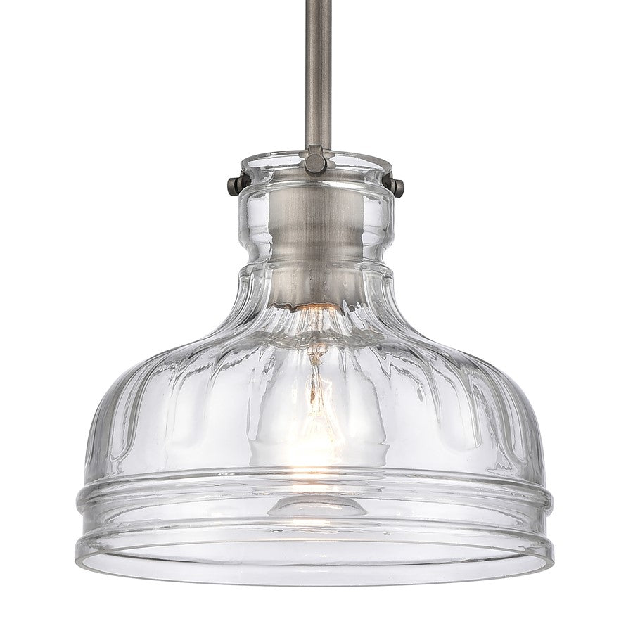 Atlas Lighting Orinoco 8in 1-Light Mini Pendant | Traditional Weathered Zinc and Clear Glass | Kitchen Island & Dining Room | Model CL11658-SV
