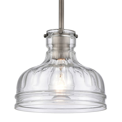 Atlas Lighting Orinoco 8in 1-Light Mini Pendant | Traditional Weathered Zinc and Clear Glass | Kitchen Island & Dining Room | Model CL11658-SV