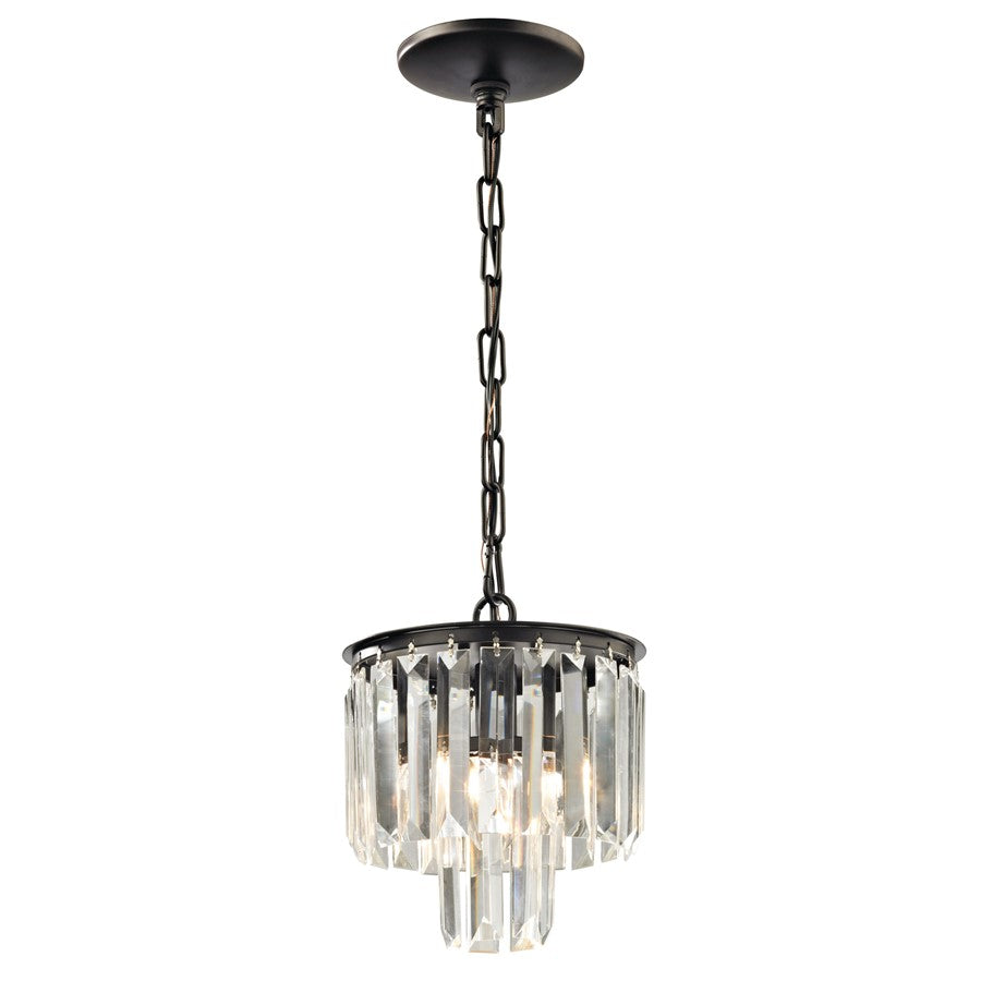 Atlas Lighting Palacial 8in 1-Light Mini Pendant | Traditional Oil Rubbed Bronze and Clear Crystal | Kitchen Island & Dining Room | Model CL11660-BZ