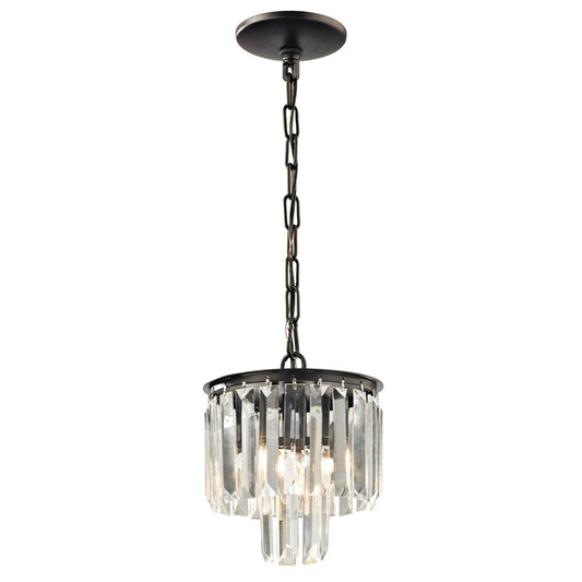 Atlas Lighting Palacial 8in 1-Light Mini Pendant | Traditional Oil Rubbed Bronze and Clear Crystal | Kitchen Island & Dining Room | Model CL11660-BZ