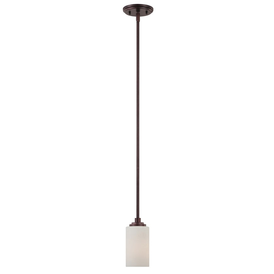 Atlas Lighting Pittman 5in 1-Light Mini Pendant | Transitional Sienna Bronze and White Glass | Kitchen Island & Dining Room | Model CL11663-BZ