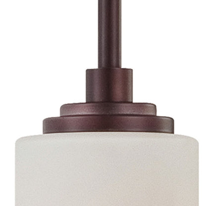 Atlas Lighting Pittman 5in 1-Light Mini Pendant | Transitional Sienna Bronze and White Glass | Kitchen Island & Dining Room | Model CL11663-BZ