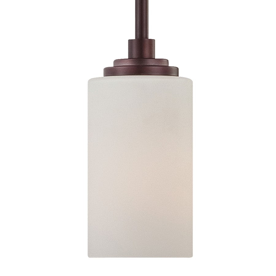 Atlas Lighting Pittman 5in 1-Light Mini Pendant | Transitional Sienna Bronze and White Glass | Kitchen Island & Dining Room | Model CL11663-BZ