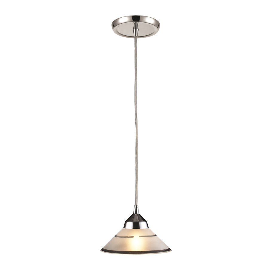 Atlas Lighting Refraction 7in 1-Light Pendant | Modern Polished Chrome and White Glass | Kitchen Island & Dining Room | Model CL11667-WH