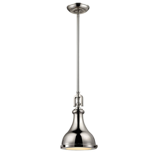 Atlas Lighting Rutherford 9in 1-Light Mini Pendant | Transitional Polished Nickel Metal | Kitchen Island & Dining Room | Model CL11672-NK1