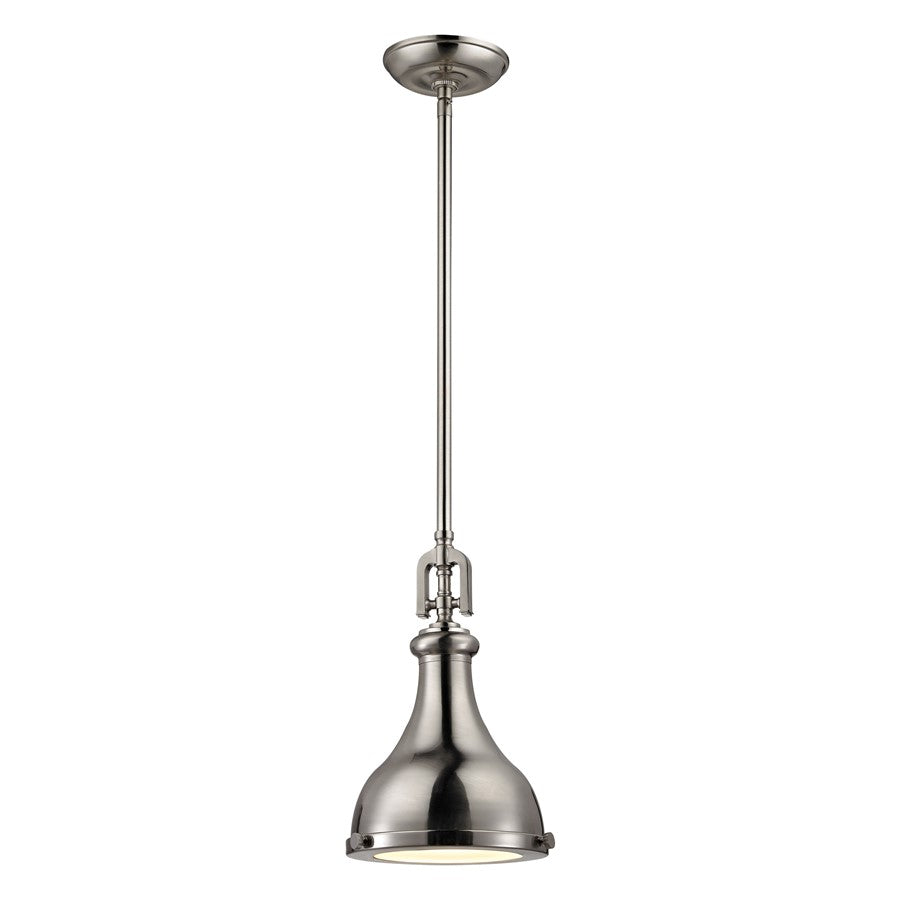 Atlas Lighting Rutherford 9in 1-Light Mini Pendant | Transitional Brushed Nickel Metal | Kitchen Island & Dining Room | Model CL11672-NK2