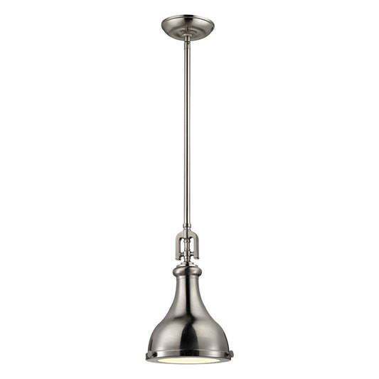 Atlas Lighting Rutherford 9in 1-Light Mini Pendant | Transitional Brushed Nickel Metal | Kitchen Island & Dining Room | Model CL11672-NK2