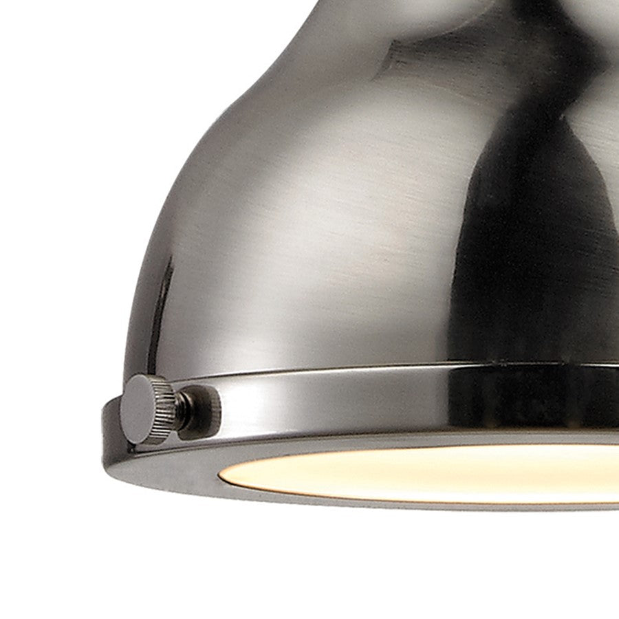 Atlas Lighting Rutherford 9in 1-Light Mini Pendant | Transitional Brushed Nickel Metal | Kitchen Island & Dining Room | Model CL11672-NK2