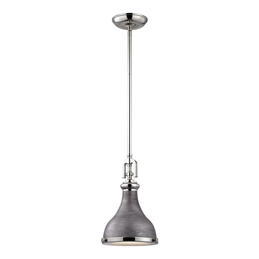Atlas Lighting Rutherford 9in 1-Light Mini Pendant | Transitional Weathered Zinc and Polished Nickel Metal | Kitchen Island | Model CL11672-SV