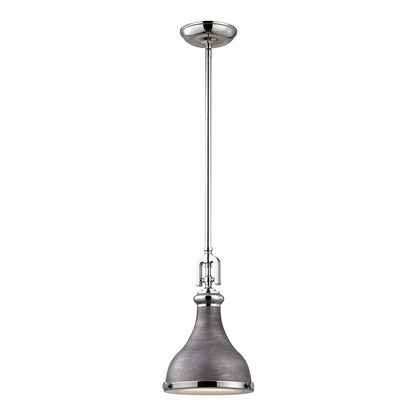 Atlas Lighting Rutherford 9in 1-Light Mini Pendant | Transitional Weathered Zinc and Polished Nickel Metal | Kitchen Island | Model CL11672-SV