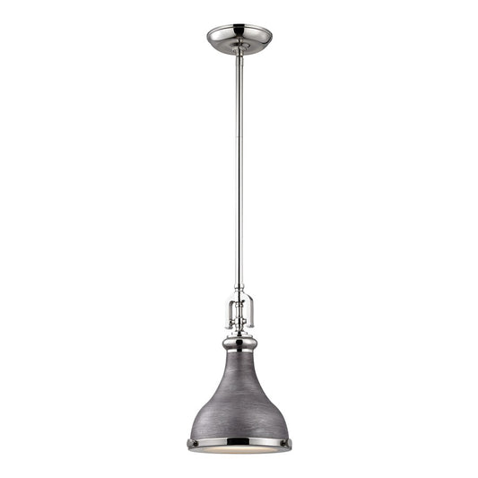 Atlas Lighting Rutherford 9in 1-Light Mini Pendant | Transitional Weathered Zinc and Polished Nickel Metal | Kitchen Island | Model CL11672-SV