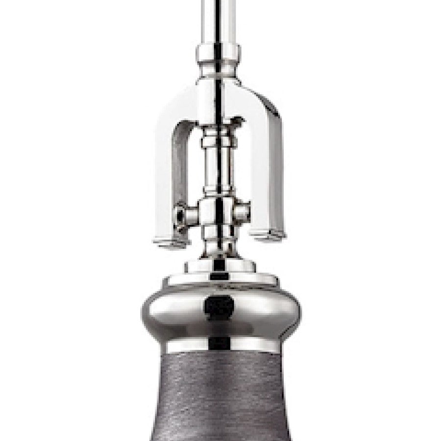 Atlas Lighting Rutherford 9in 1-Light Mini Pendant | Transitional Weathered Zinc and Polished Nickel Metal | Kitchen Island | Model CL11672-SV