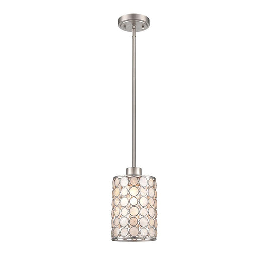 Atlas Lighting Sagamore 6in 1-Light Mini Pendant | Coastal Brushed Nickel and Natural Capiz Shell | Kitchen Island & Dining Room | Model CL11674-NK
