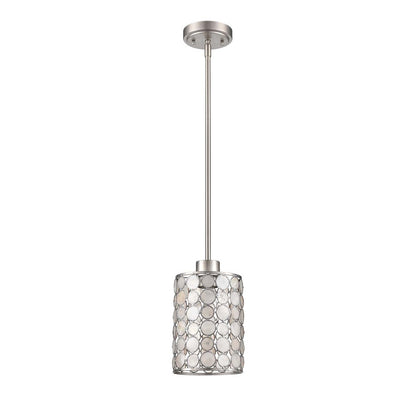 Atlas Lighting Sagamore 6in 1-Light Mini Pendant | Coastal Brushed Nickel and Natural Capiz Shell | Kitchen Island & Dining Room | Model CL11674-NK