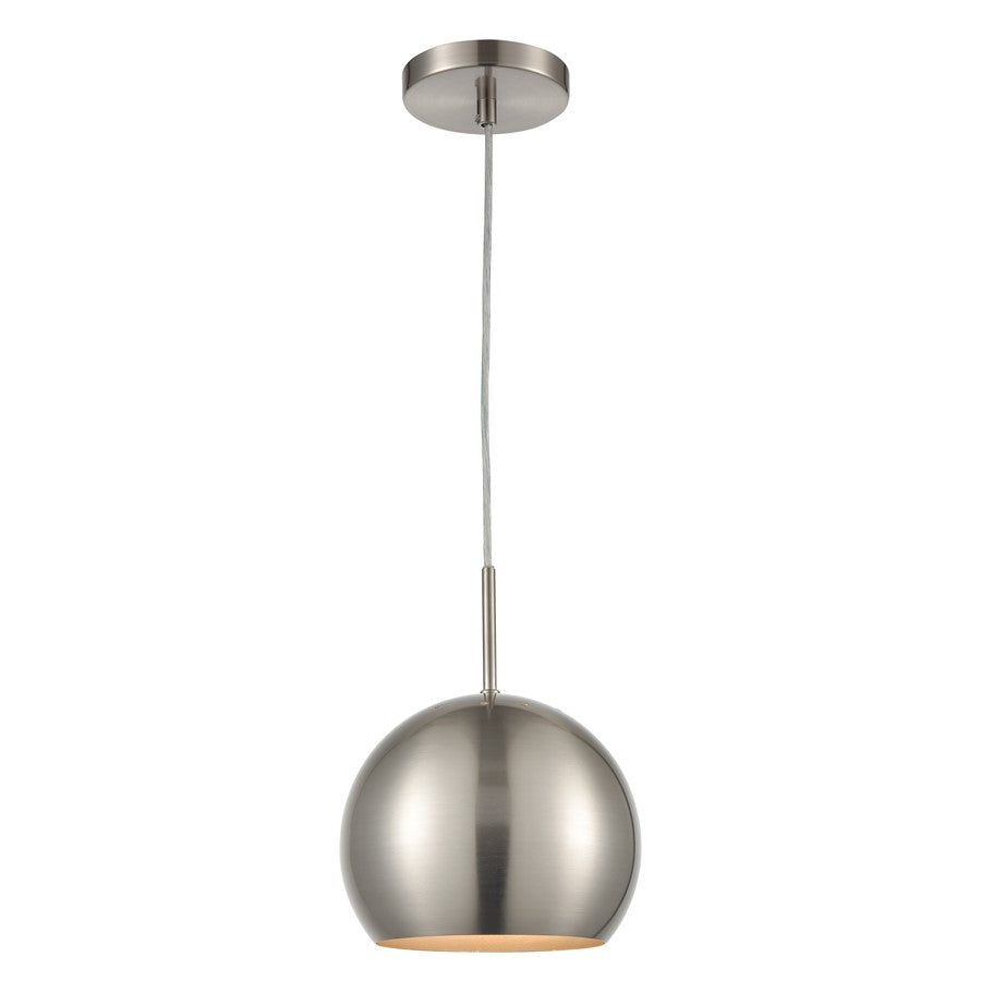 Atlas Lighting Salt Rim 8in 1-Light Mini Pendant | Modern Brushed Nickel Metal | Kitchen Island & Dining Room | 8 x 8 x 10 in | Model CL11675-NK