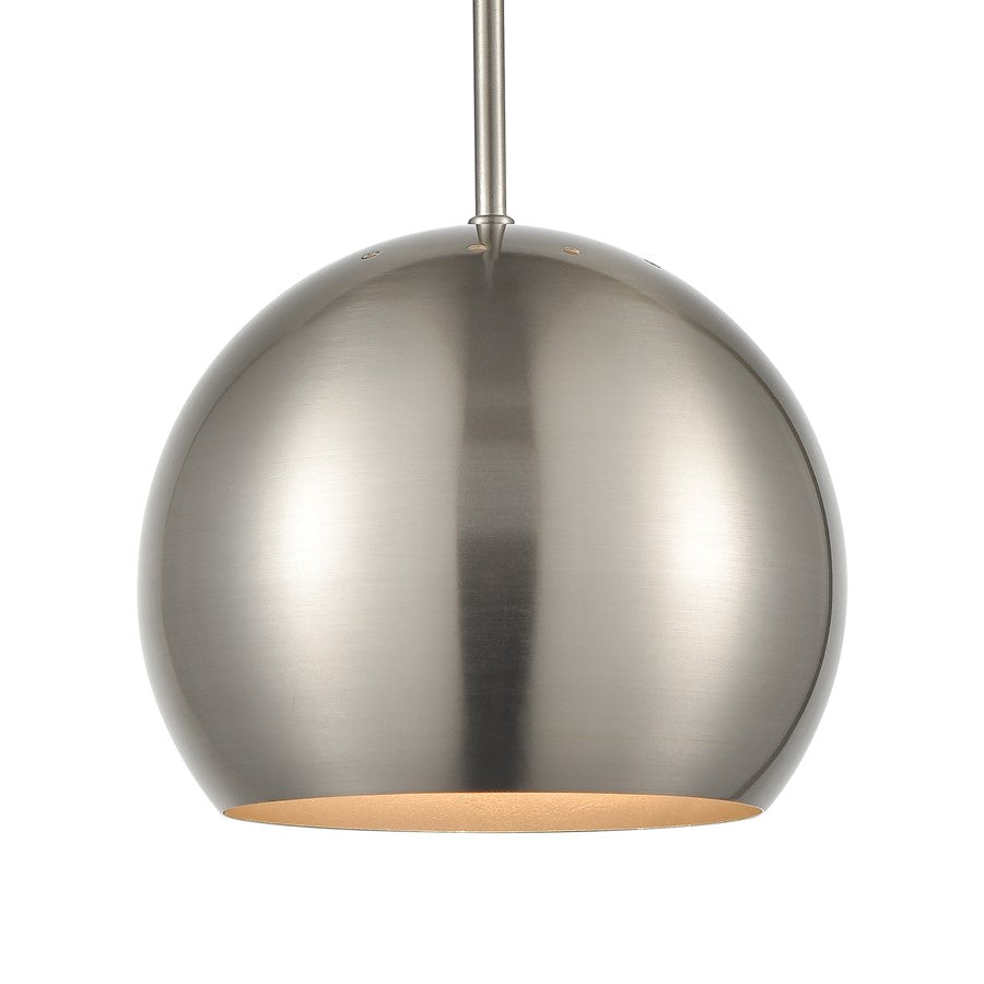 Atlas Lighting Salt Rim 8in 1-Light Mini Pendant | Modern Brushed Nickel Metal | Kitchen Island & Dining Room | 8 x 8 x 10 in | Model CL11675-NK