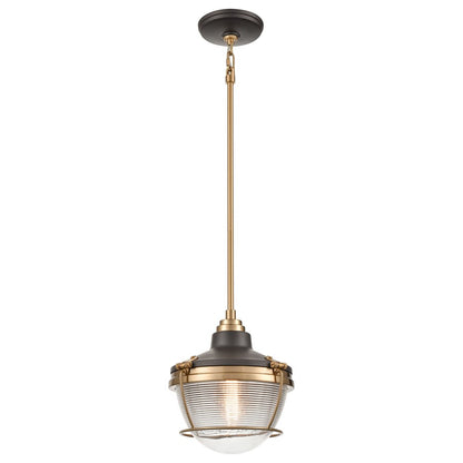 Atlas Lighting Seaway Passage 10in 1-Light Mini Pendant | Nautical Oil Rubbed Bronze and Satin Brass Metal | Kitchen Island | Model CL11677-BZ