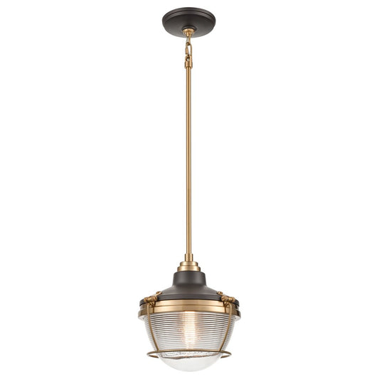 Atlas Lighting Seaway Passage 10in 1-Light Mini Pendant | Nautical Oil Rubbed Bronze and Satin Brass Metal | Kitchen Island | Model CL11677-BZ
