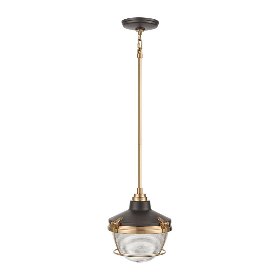 Atlas Lighting Seaway Passage 10in 1-Light Mini Pendant | Nautical Oil Rubbed Bronze and Satin Brass Metal | Kitchen Island | Model CL11677-BZ