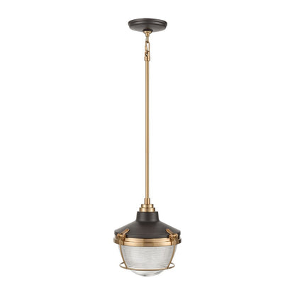 Atlas Lighting Seaway Passage 10in 1-Light Mini Pendant | Nautical Oil Rubbed Bronze and Satin Brass Metal | Kitchen Island | Model CL11677-BZ