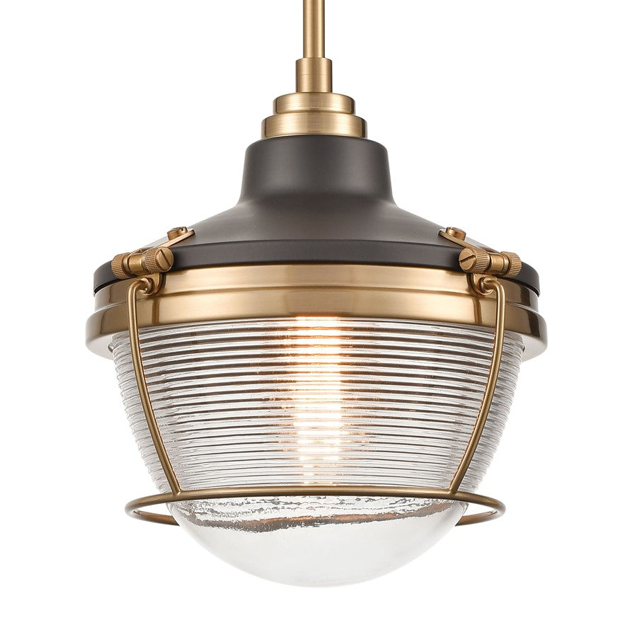 Atlas Lighting Seaway Passage 10in 1-Light Mini Pendant | Nautical Oil Rubbed Bronze and Satin Brass Metal | Kitchen Island | Model CL11677-BZ