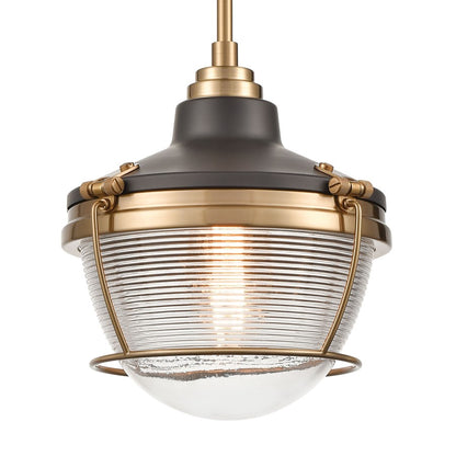 Atlas Lighting Seaway Passage 10in 1-Light Mini Pendant | Nautical Oil Rubbed Bronze and Satin Brass Metal | Kitchen Island | Model CL11677-BZ