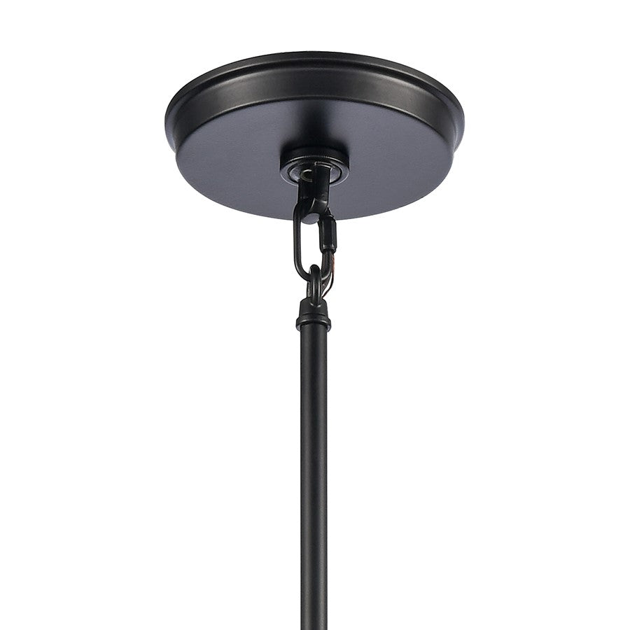 Atlas Lighting Solace 7in 1-Light Mini Pendant | Transitional Matte Black and Clear Ripple Glass | Kitchen Island & Dining Room | Model CL11679-BK