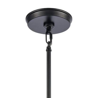 Atlas Lighting Solace 7in 1-Light Mini Pendant | Transitional Matte Black and Clear Ripple Glass | Kitchen Island & Dining Room | Model CL11679-BK
