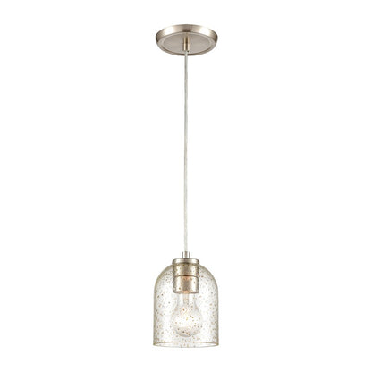 Atlas Lighting Sprinkle 5in 1-Light Mini Pendant | Modern Satin Nickel and Clear Amber Speckle Glass | Kitchen Island & Dining | Model CL11680-CL