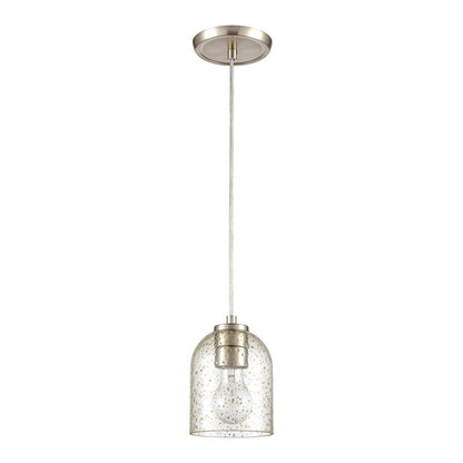 Atlas Lighting Sprinkle 5in 1-Light Mini Pendant | Modern Satin Nickel and Clear Amber Speckle Glass | Kitchen Island & Dining | Model CL11680-CL