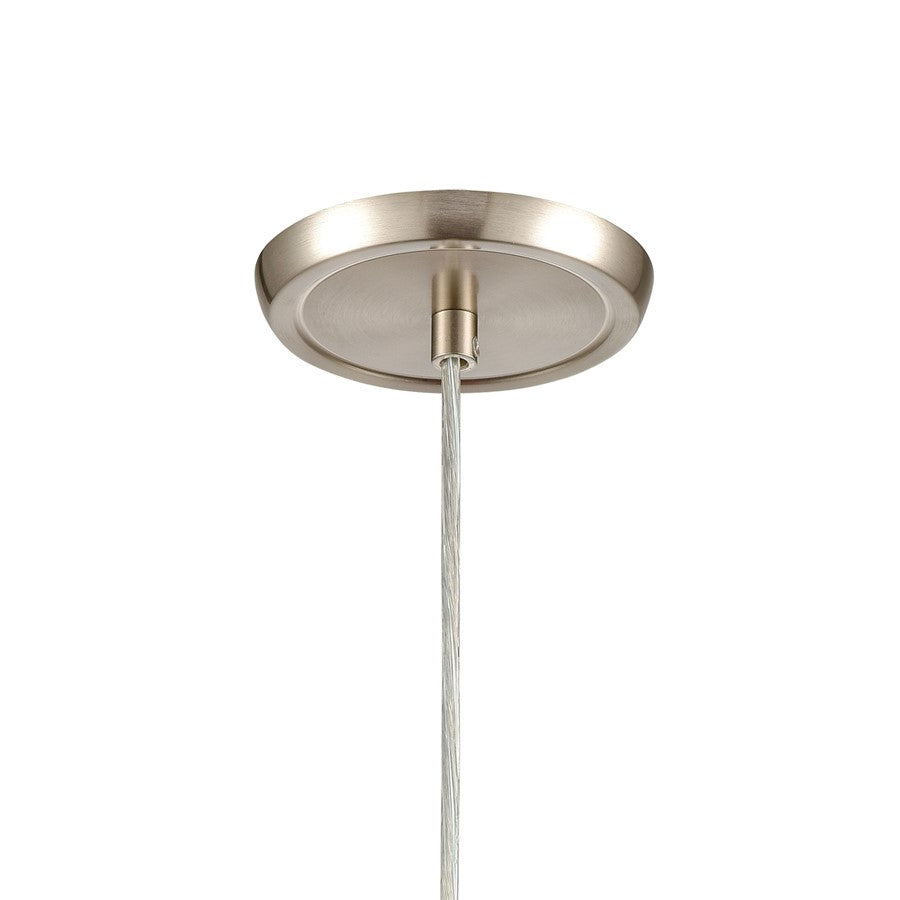 Atlas Lighting Sprinkle 5in 1-Light Mini Pendant | Modern Satin Nickel and Clear Amber Speckle Glass | Kitchen Island & Dining | Model CL11680-CL