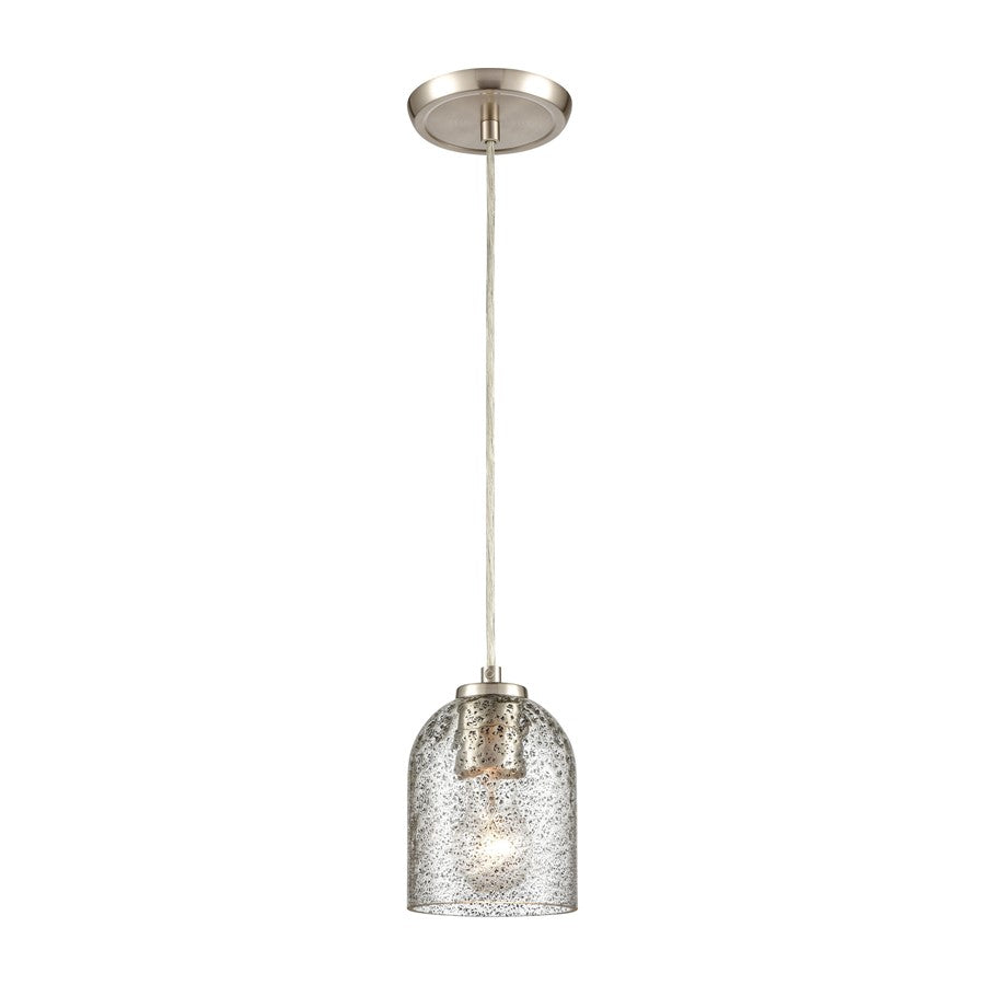 Atlas Lighting Sprinkle 5in 1-Light Mini Pendant | Modern Satin Nickel and Clear Carbon Speckle Glass | Kitchen Island & Dining | Model CL11680-GY