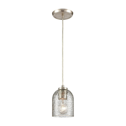 Atlas Lighting Sprinkle 5in 1-Light Mini Pendant | Modern Satin Nickel and Clear Carbon Speckle Glass | Kitchen Island & Dining | Model CL11680-GY
