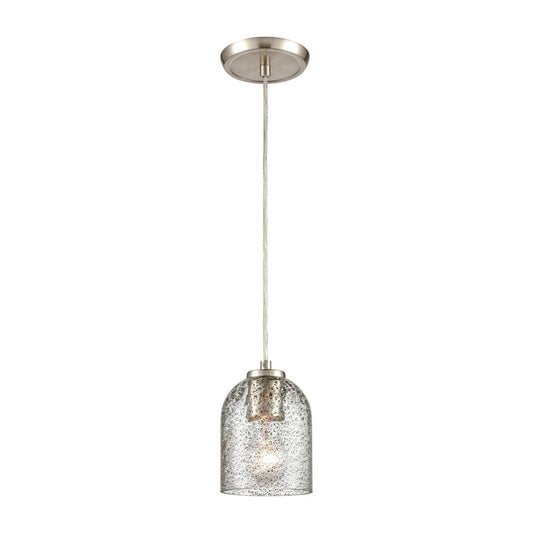 Atlas Lighting Sprinkle 5in 1-Light Mini Pendant | Modern Satin Nickel and Clear Carbon Speckle Glass | Kitchen Island & Dining | Model CL11680-GY