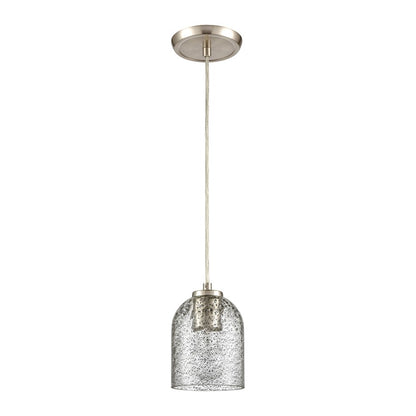 Atlas Lighting Sprinkle 5in 1-Light Mini Pendant | Modern Satin Nickel and Clear Carbon Speckle Glass | Kitchen Island & Dining | Model CL11680-GY